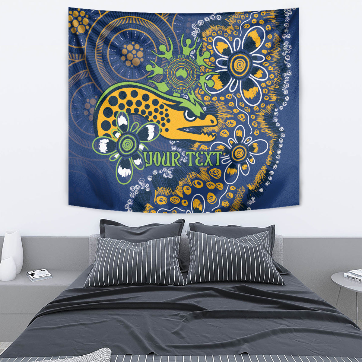 Personalised Eels NAIDOC Week 2024 Tapestry Aboriginal Fire Burning Sparks - Vibe Hoodie Shop