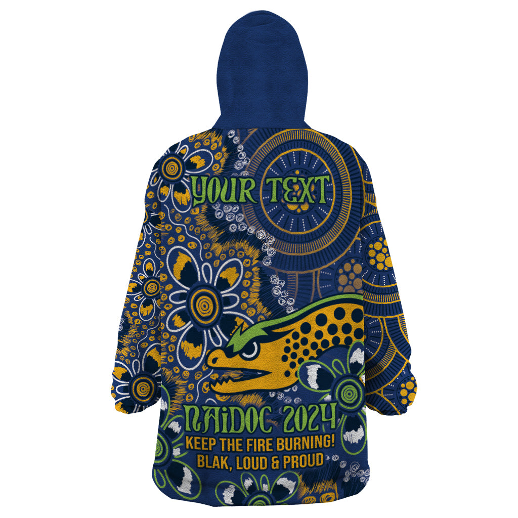 Personalised Eels NAIDOC Week 2024 Wearable Blanket Hoodie Aboriginal Fire Burning Sparks - Vibe Hoodie Shop