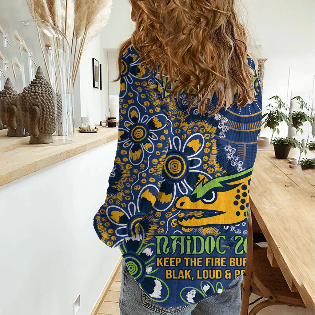Personalised Eels NAIDOC Week 2024 Women Casual Shirt Aboriginal Fire Burning Sparks - Vibe Hoodie Shop