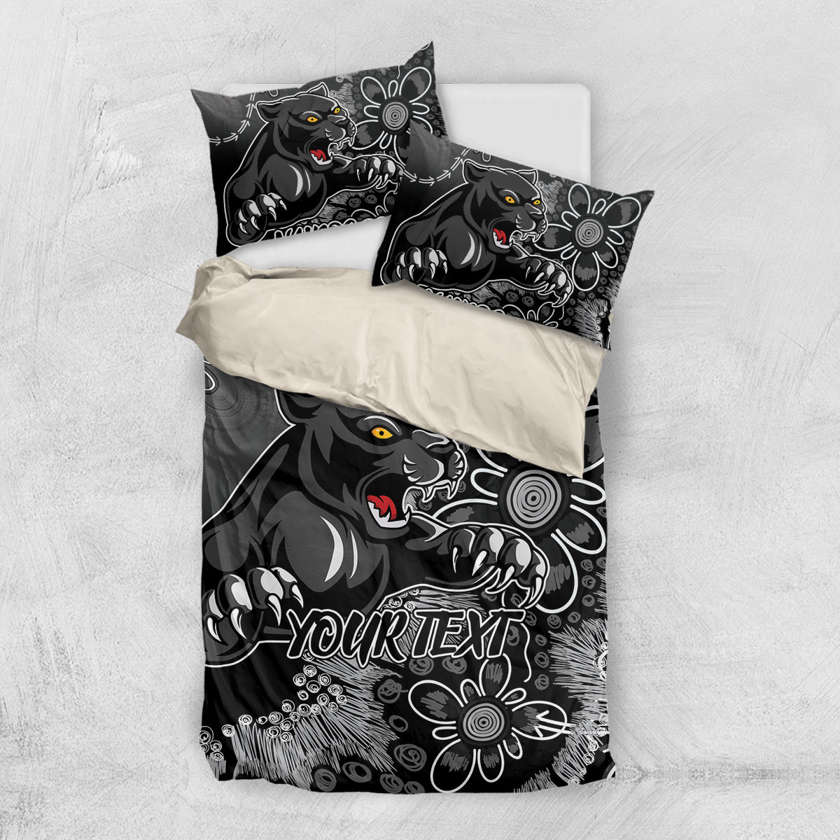 Personalised Panthers NAIDOC Week 2024 Bedding Set Aboriginal Fire Burning Sparks - Vibe Hoodie Shop