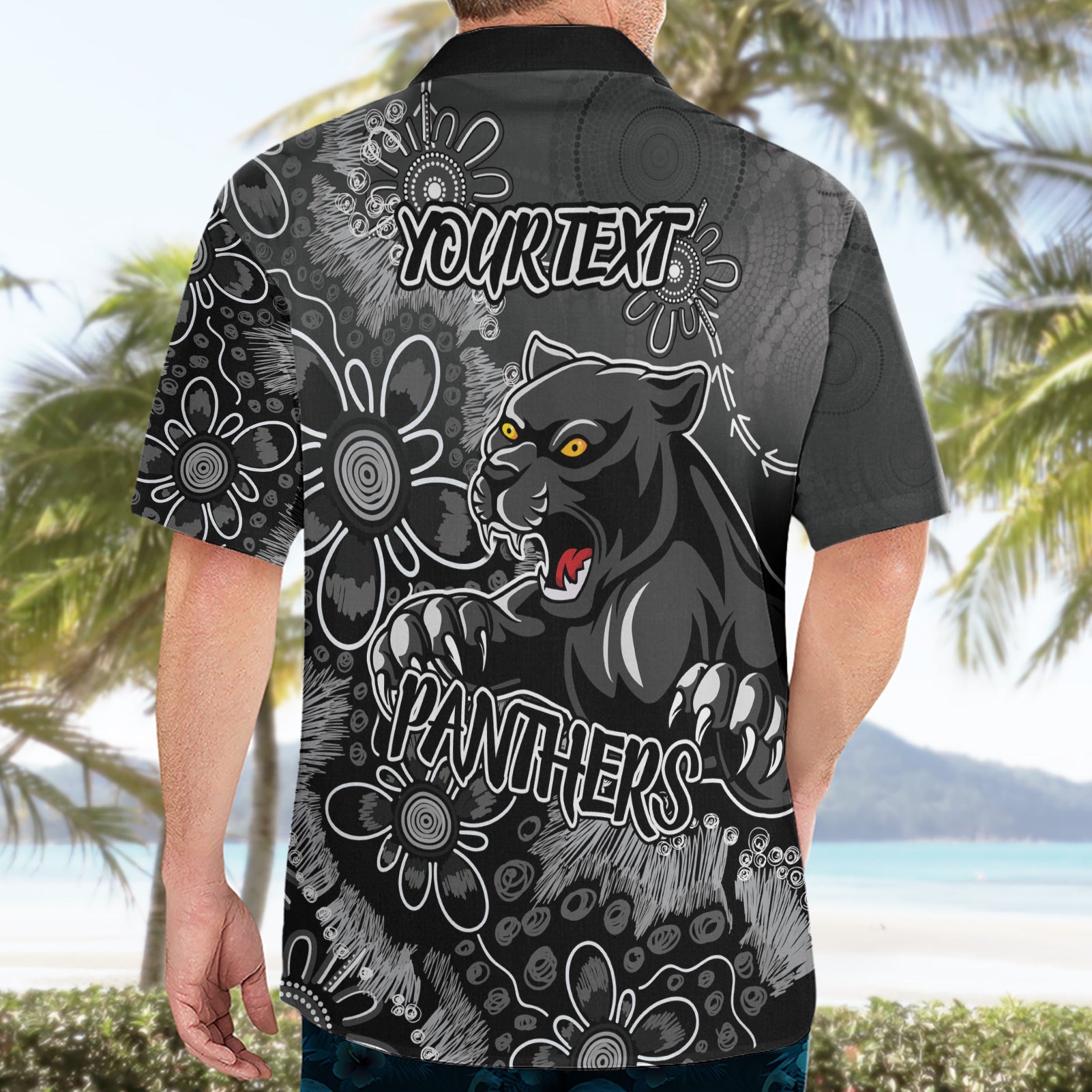 Personalised Panthers NAIDOC Week 2024 Hawaiian Shirt Aboriginal Fire Burning Sparks - Vibe Hoodie Shop