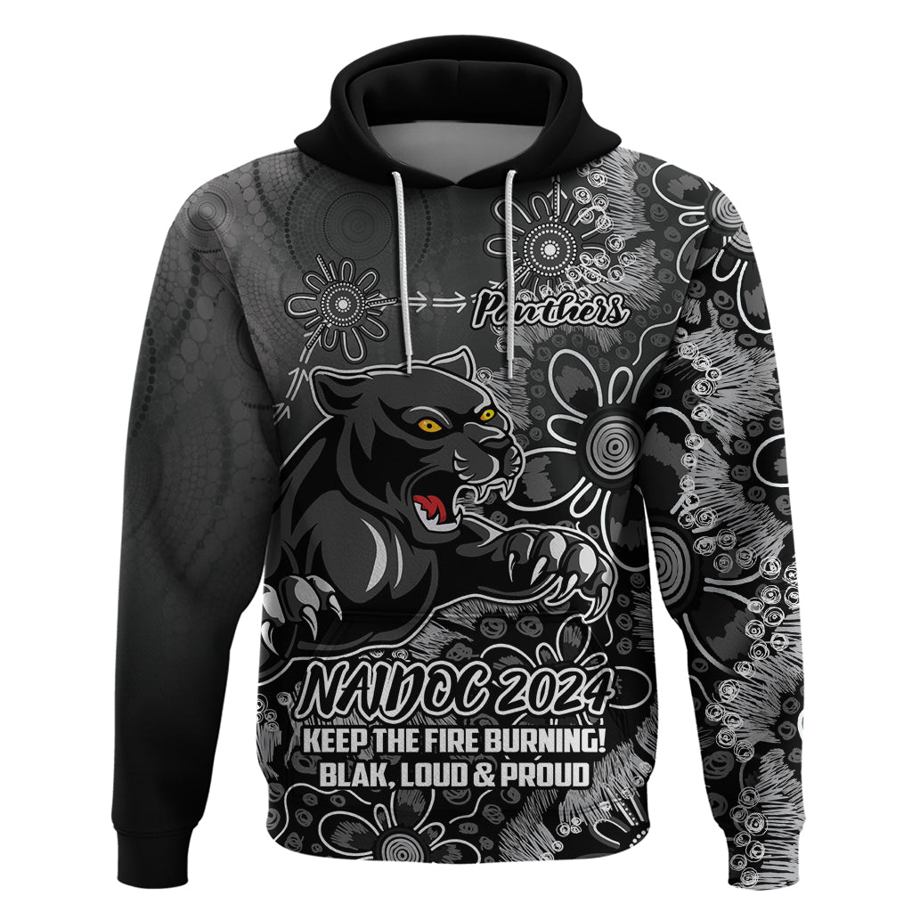 Personalised Panthers NAIDOC Week 2024 Hoodie Aboriginal Fire Burning Sparks LT9 - Vibe Hoodie Shop