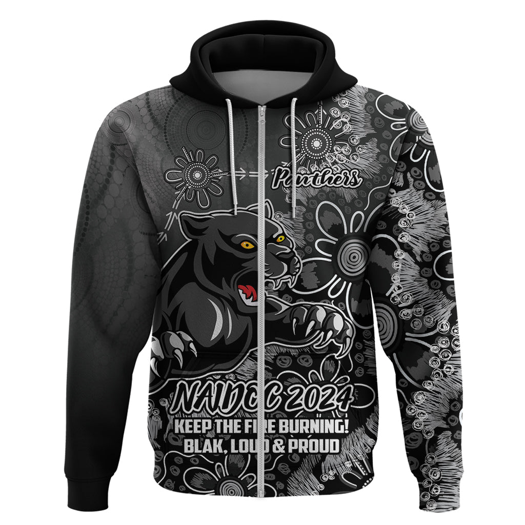 Personalised Panthers NAIDOC Week 2024 Hoodie Aboriginal Fire Burning Sparks LT9 - Vibe Hoodie Shop