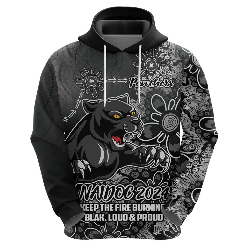Personalised Panthers NAIDOC Week 2024 Hoodie Aboriginal Fire Burning Sparks LT9 - Vibe Hoodie Shop
