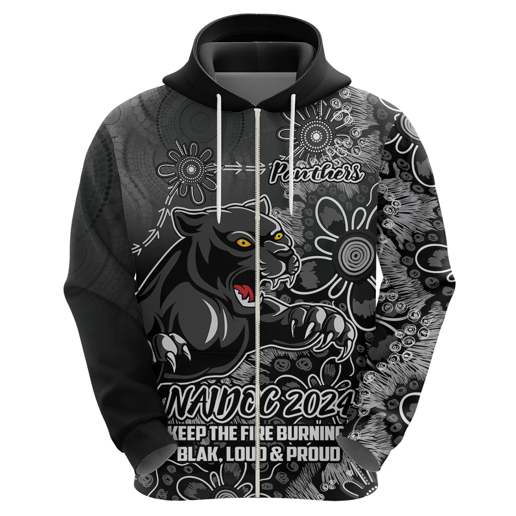 Personalised Panthers NAIDOC Week 2024 Hoodie Aboriginal Fire Burning Sparks LT9 - Vibe Hoodie Shop