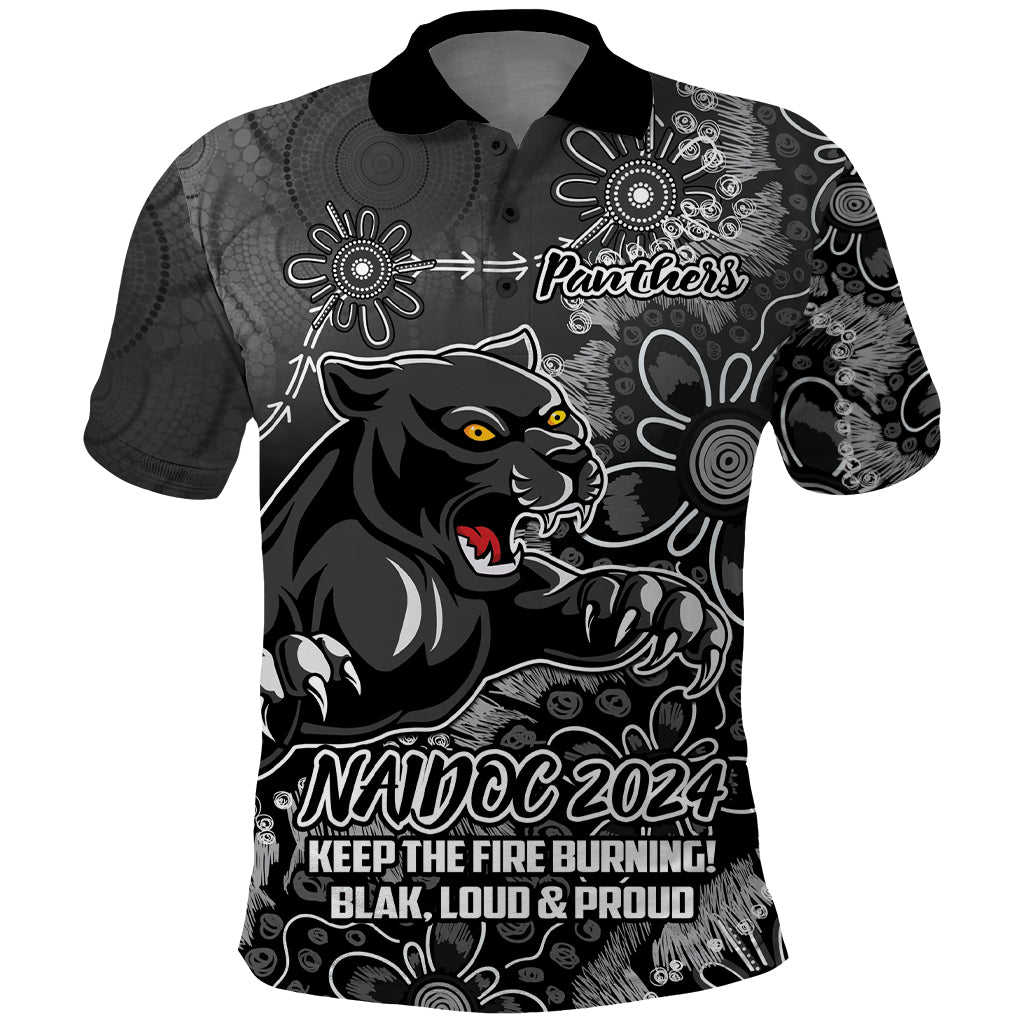 Personalised Panthers NAIDOC Week 2024 Polo Shirt Aboriginal Fire Burning Sparks LT9 - Vibe Hoodie Shop