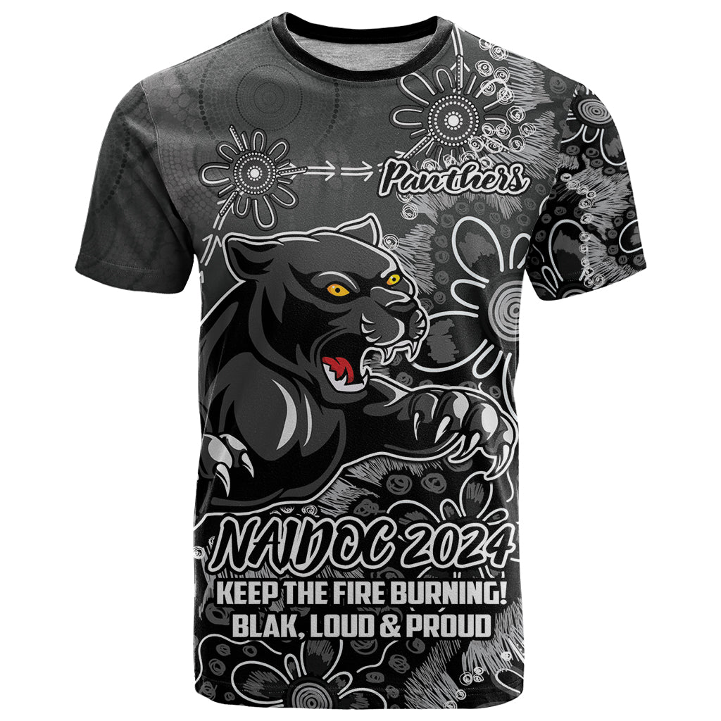 Personalised Panthers NAIDOC Week 2024 T Shirt Aboriginal Fire Burning Sparks LT9 - Vibe Hoodie Shop