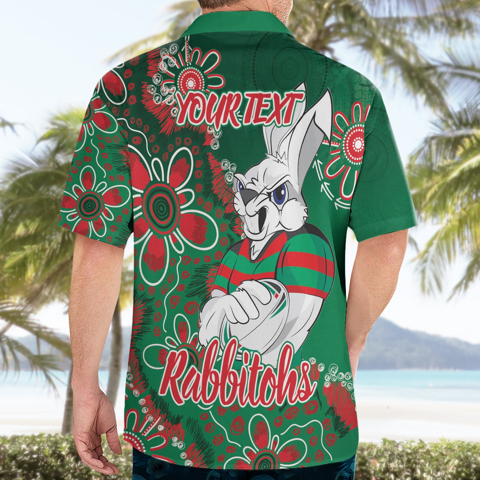 Personalised Rabbitohs NAIDOC Week 2024 Hawaiian Shirt Aboriginal Fire Burning Sparks - Vibe Hoodie Shop