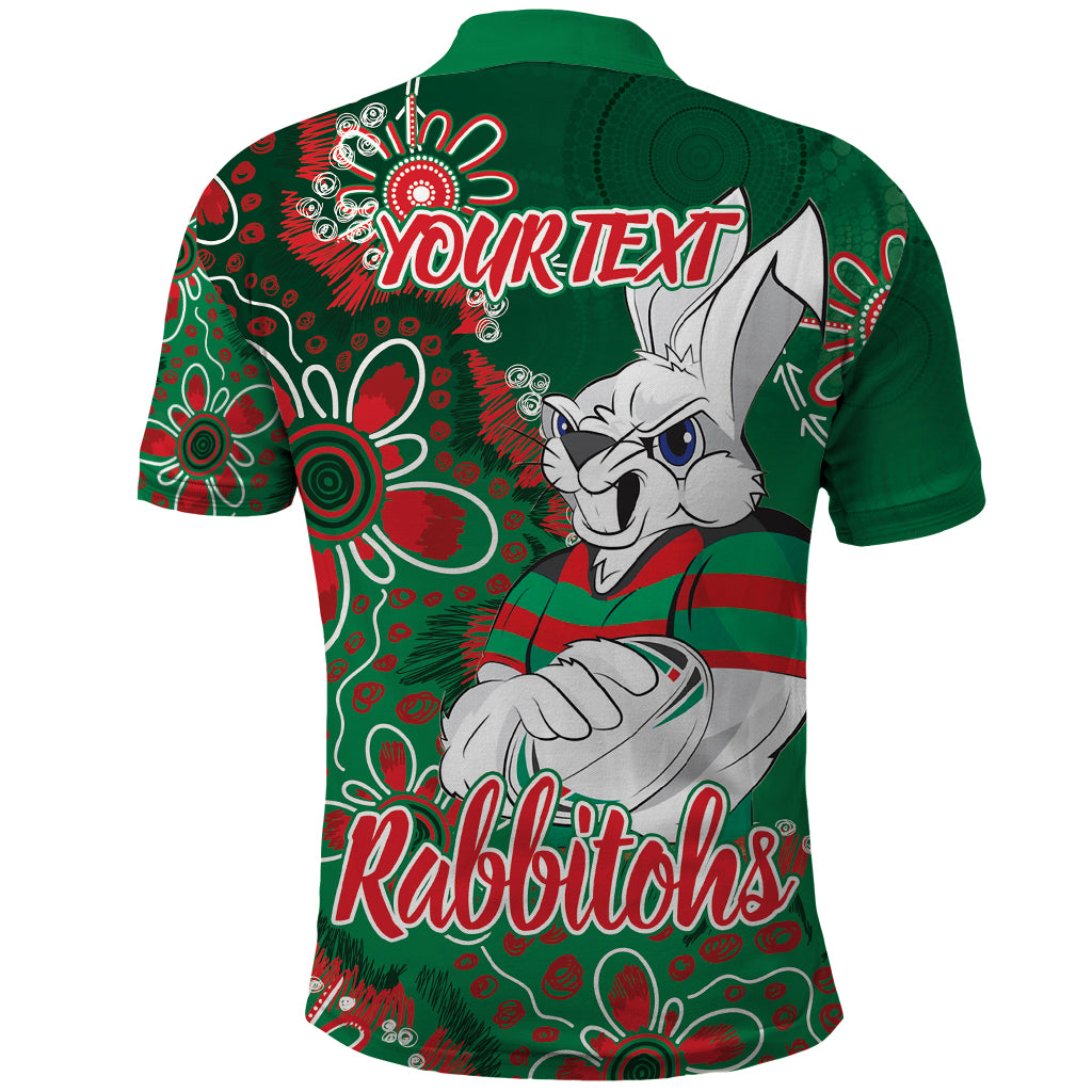 Personalised Rabbitohs NAIDOC Week 2024 Polo Shirt Aboriginal Fire Burning Sparks LT9 - Vibe Hoodie Shop