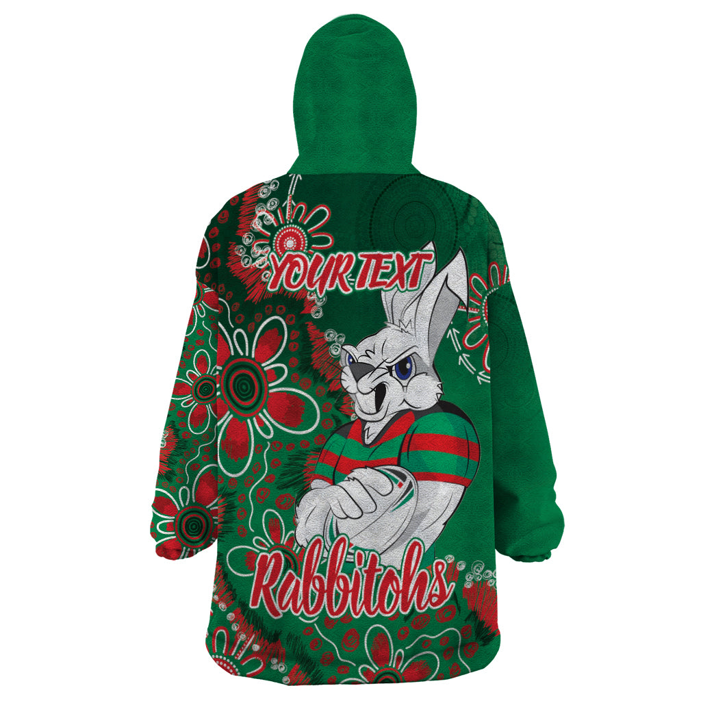 Personalised Rabbitohs NAIDOC Week 2024 Wearable Blanket Hoodie Aboriginal Fire Burning Sparks - Vibe Hoodie Shop