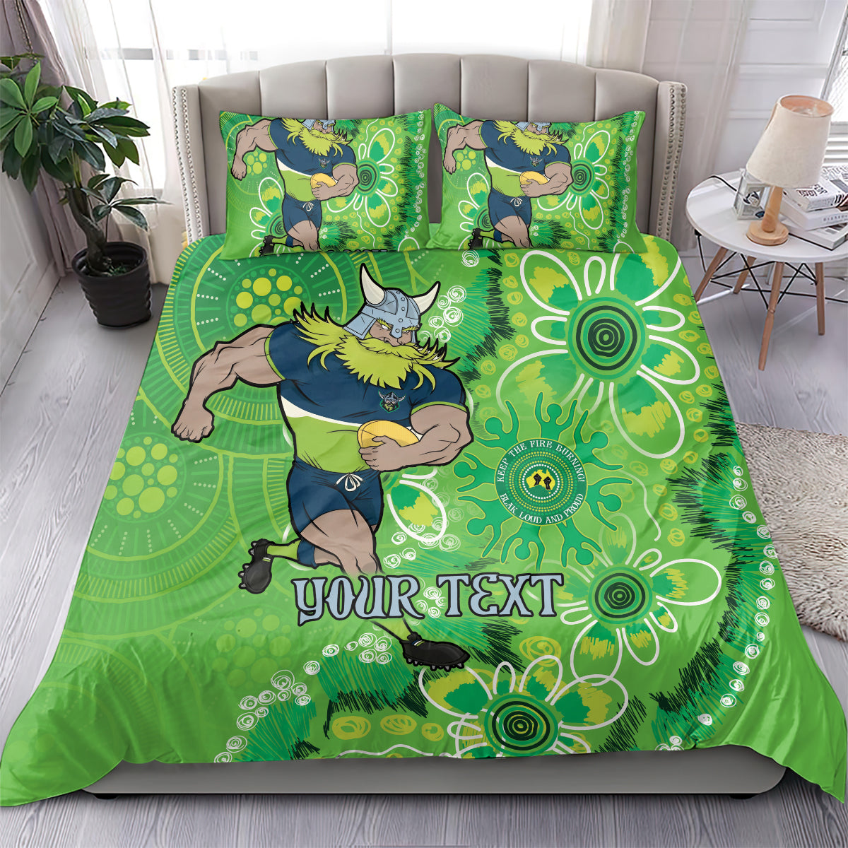 Personalised Raiders NAIDOC Week 2024 Bedding Set Aboriginal Fire Burning Sparks - Vibe Hoodie Shop