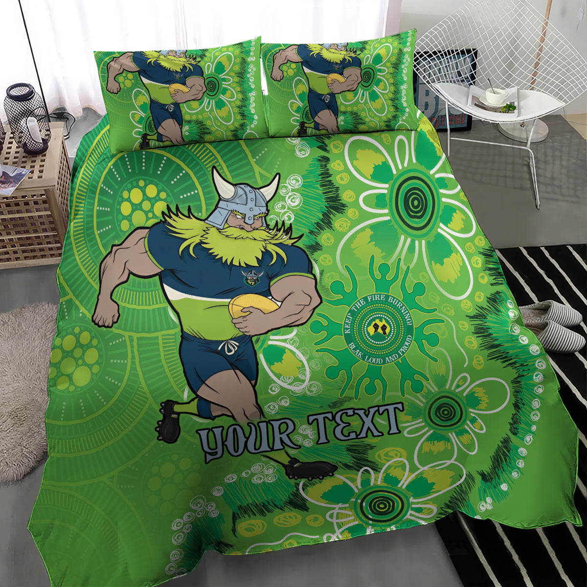 Personalised Raiders NAIDOC Week 2024 Bedding Set Aboriginal Fire Burning Sparks - Vibe Hoodie Shop