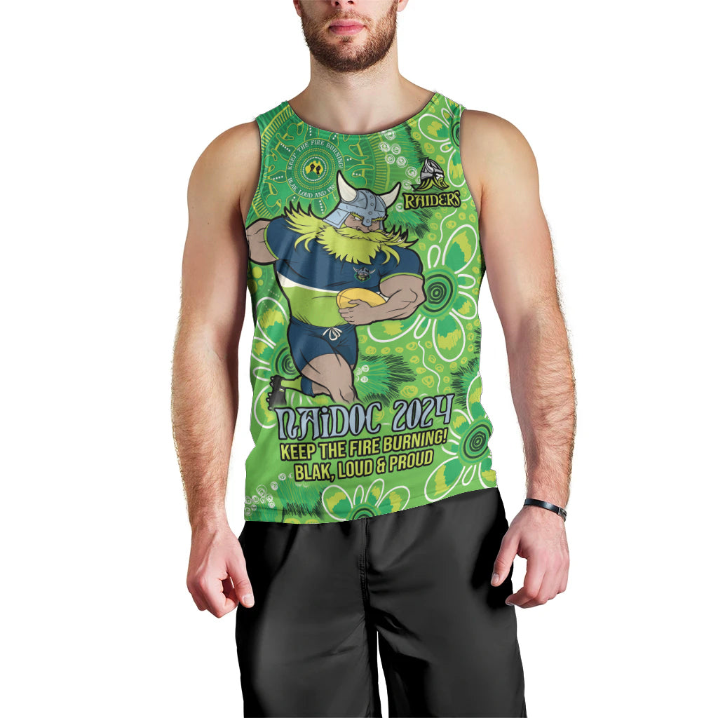 Personalised Raiders NAIDOC Week 2024 Men Tank Top Aboriginal Fire Burning Sparks - Vibe Hoodie Shop