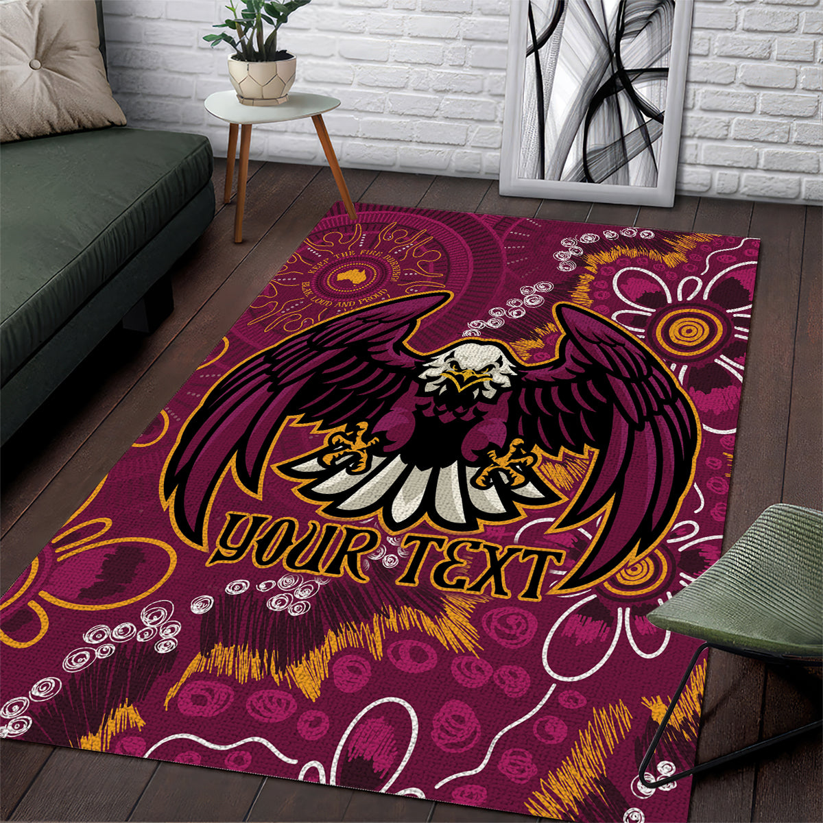 Personalised Sea Eagles NAIDOC Week 2024 Area Rug Aboriginal Fire Burning Sparks - Vibe Hoodie Shop