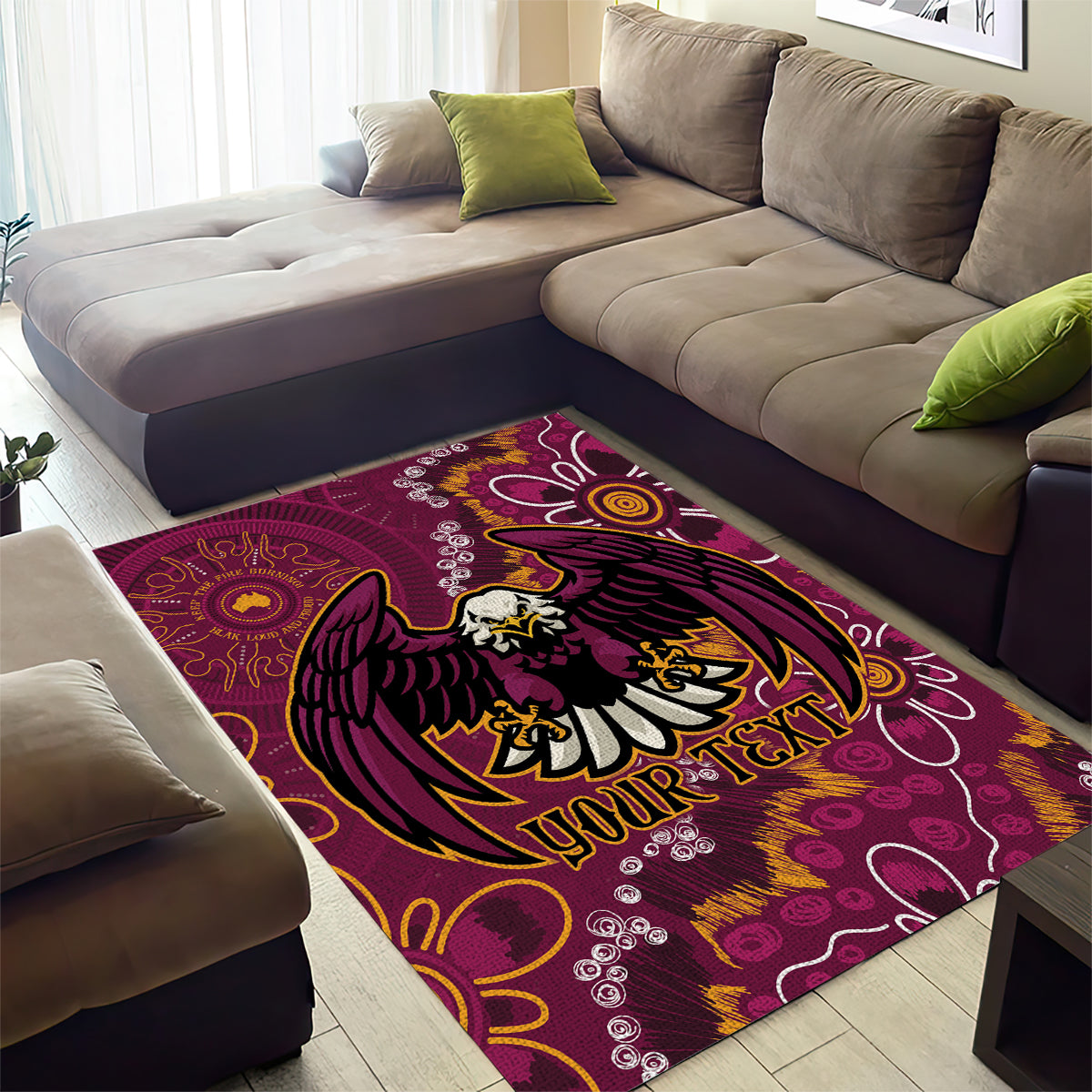 Personalised Sea Eagles NAIDOC Week 2024 Area Rug Aboriginal Fire Burning Sparks - Vibe Hoodie Shop