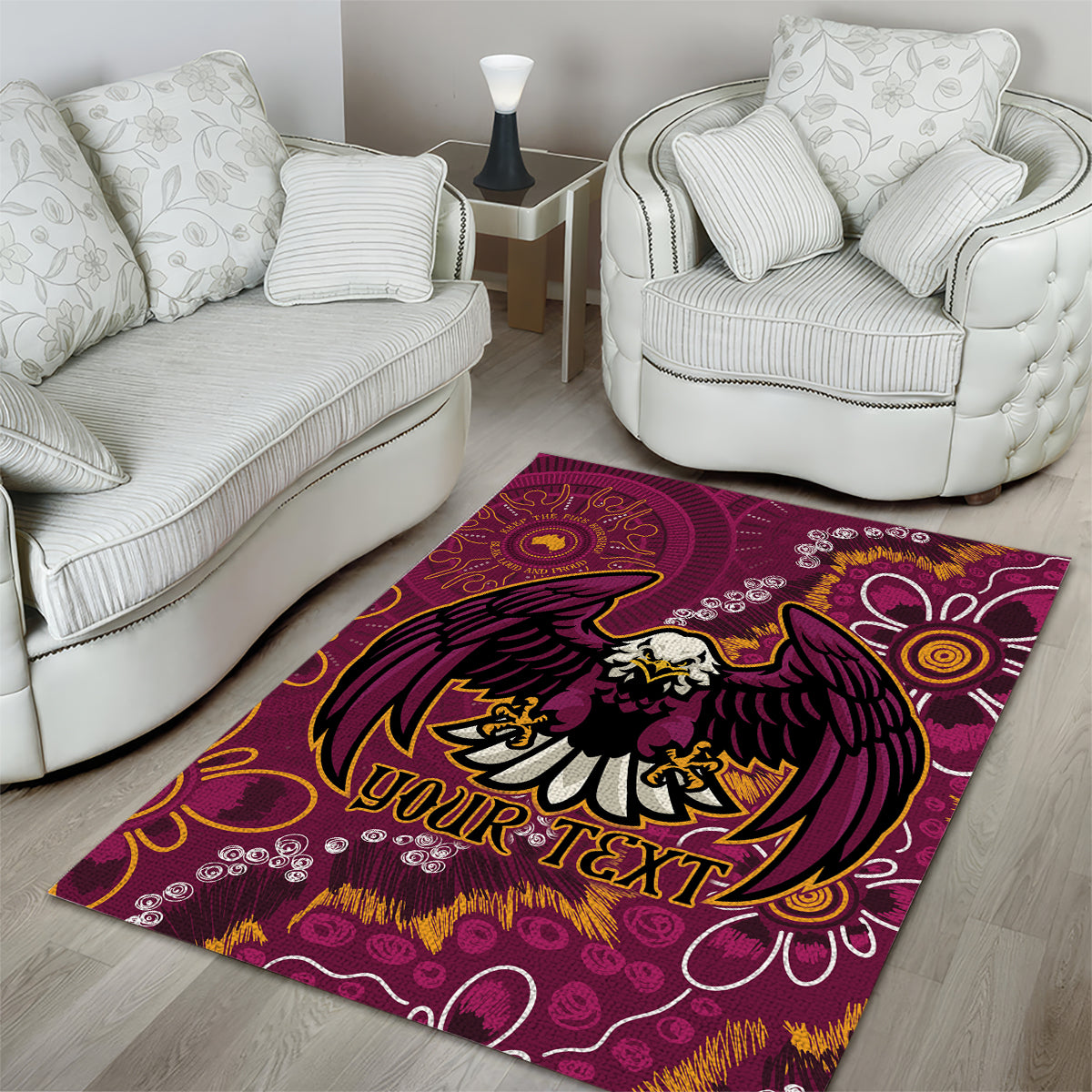 Personalised Sea Eagles NAIDOC Week 2024 Area Rug Aboriginal Fire Burning Sparks - Vibe Hoodie Shop