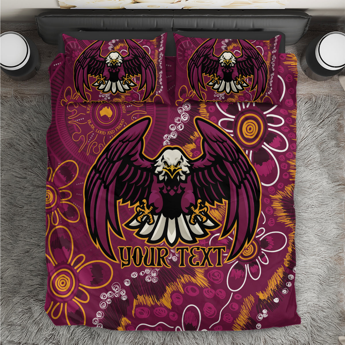 Personalised Sea Eagles NAIDOC Week 2024 Bedding Set Aboriginal Fire Burning Sparks - Vibe Hoodie Shop