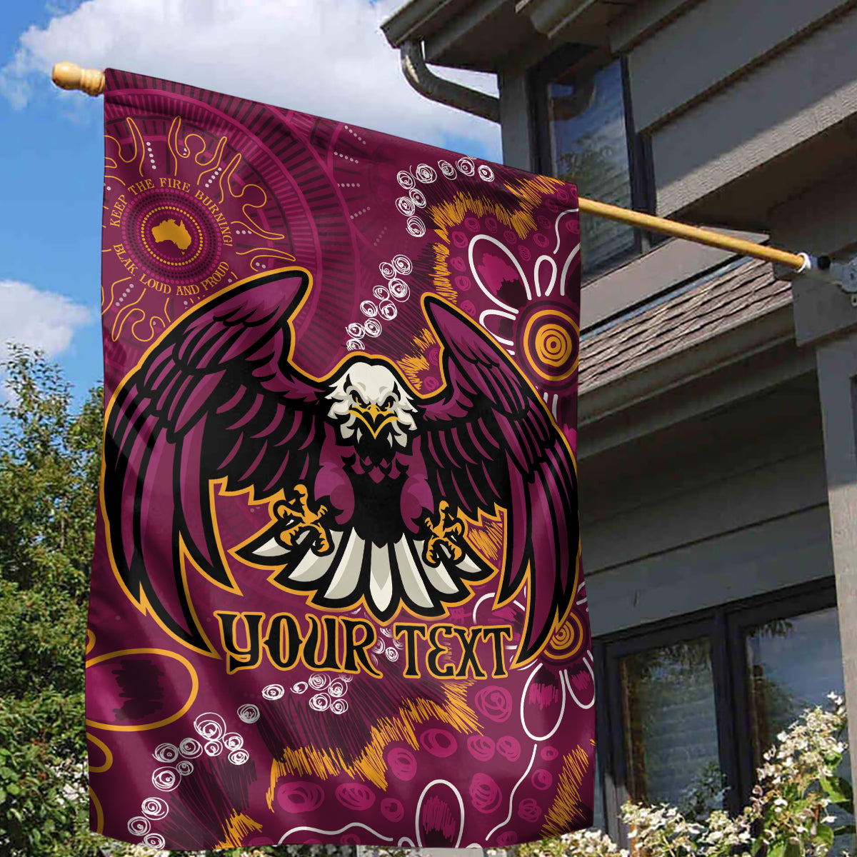 Personalised Sea Eagles NAIDOC Week 2024 Garden Flag Aboriginal Fire Burning Sparks - Vibe Hoodie Shop