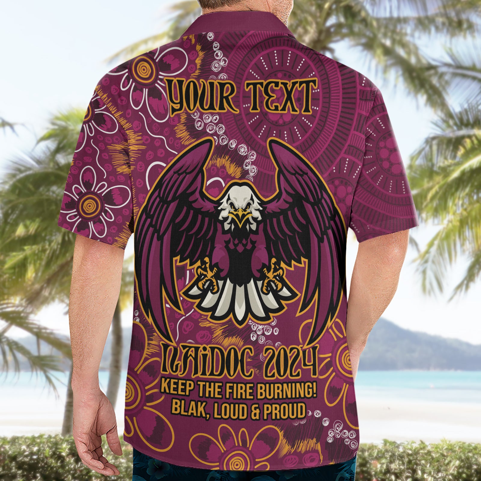 Personalised Sea Eagles NAIDOC Week 2024 Hawaiian Shirt Aboriginal Fire Burning Sparks - Vibe Hoodie Shop