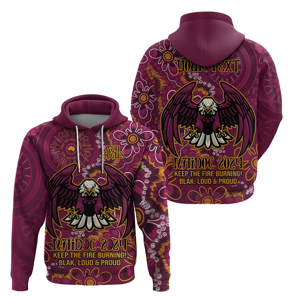 Personalised Sea Eagles NAIDOC Week 2024 Hoodie Aboriginal Fire Burning Sparks LT9 - Vibe Hoodie Shop