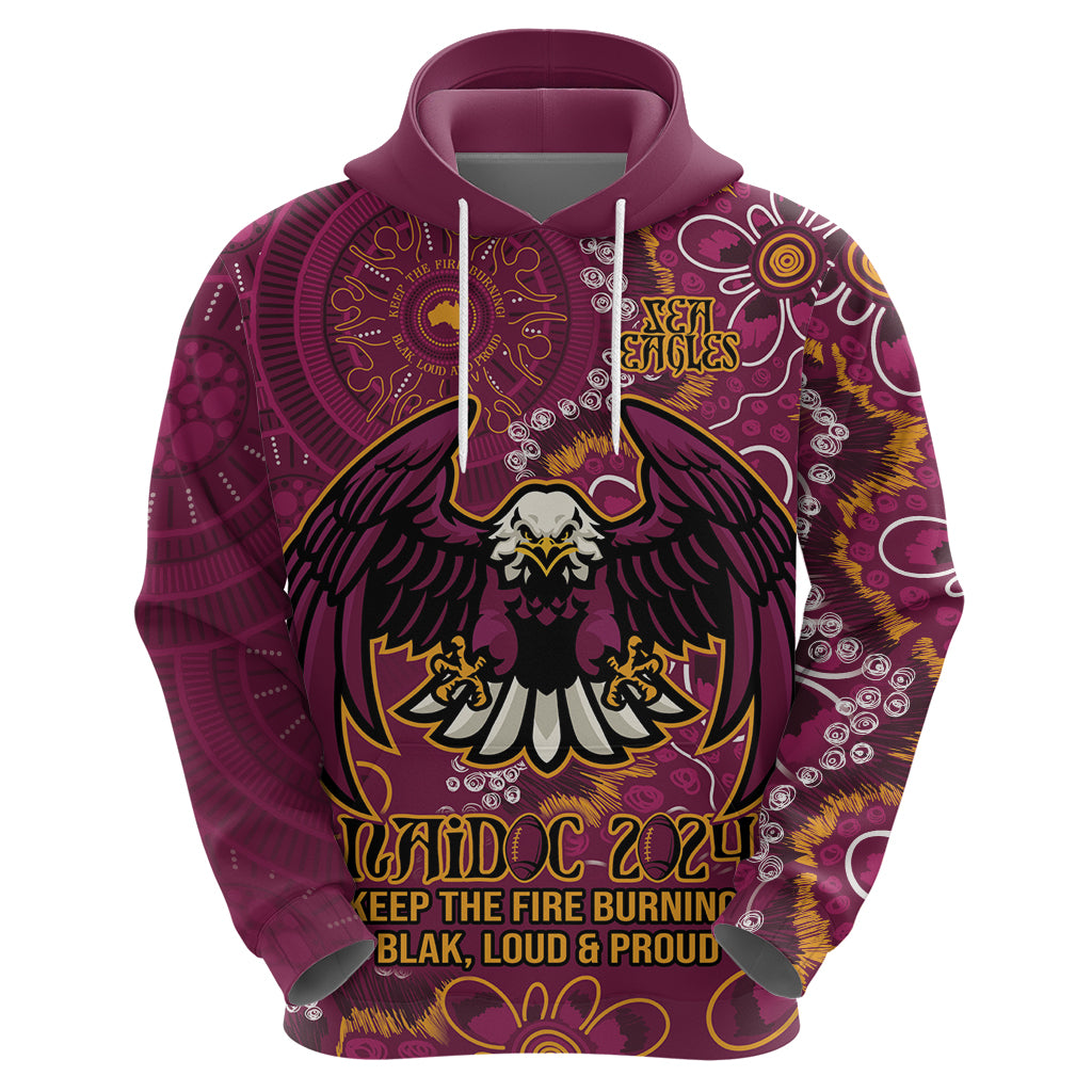 Personalised Sea Eagles NAIDOC Week 2024 Hoodie Aboriginal Fire Burning Sparks LT9 - Vibe Hoodie Shop