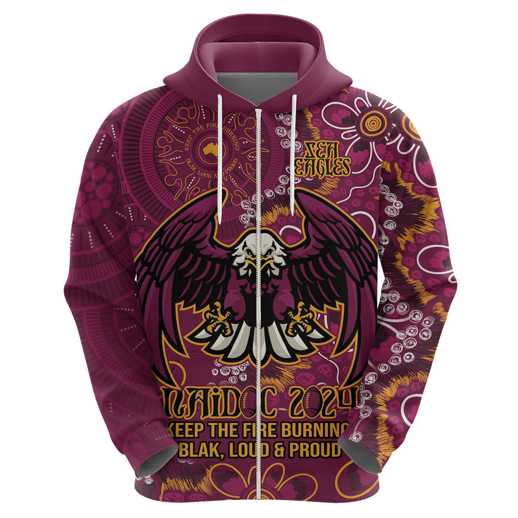 Personalised Sea Eagles NAIDOC Week 2024 Hoodie Aboriginal Fire Burning Sparks LT9 - Vibe Hoodie Shop