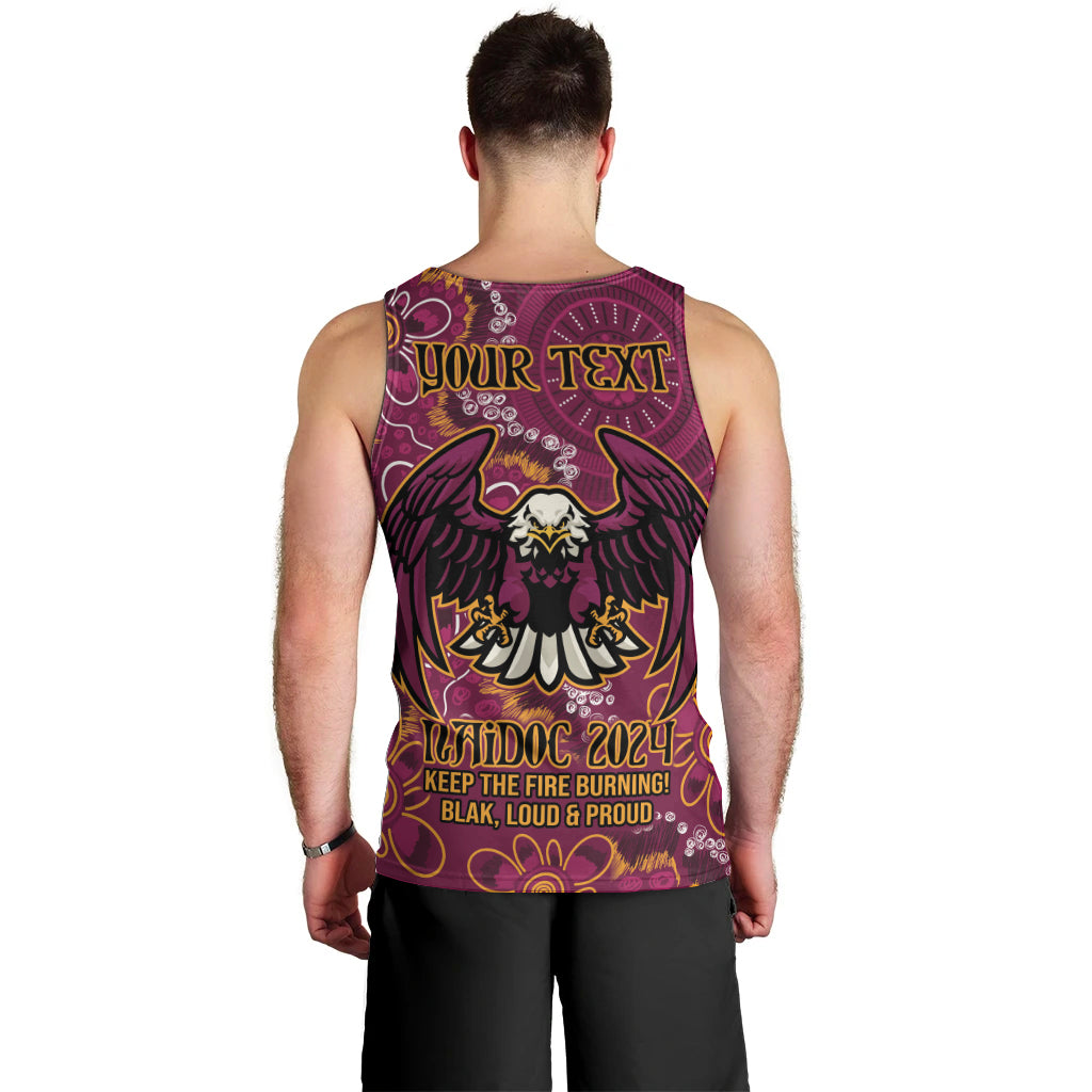Personalised Sea Eagles NAIDOC Week 2024 Men Tank Top Aboriginal Fire Burning Sparks - Vibe Hoodie Shop