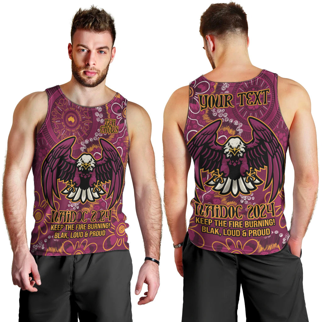 Personalised Sea Eagles NAIDOC Week 2024 Men Tank Top Aboriginal Fire Burning Sparks - Vibe Hoodie Shop