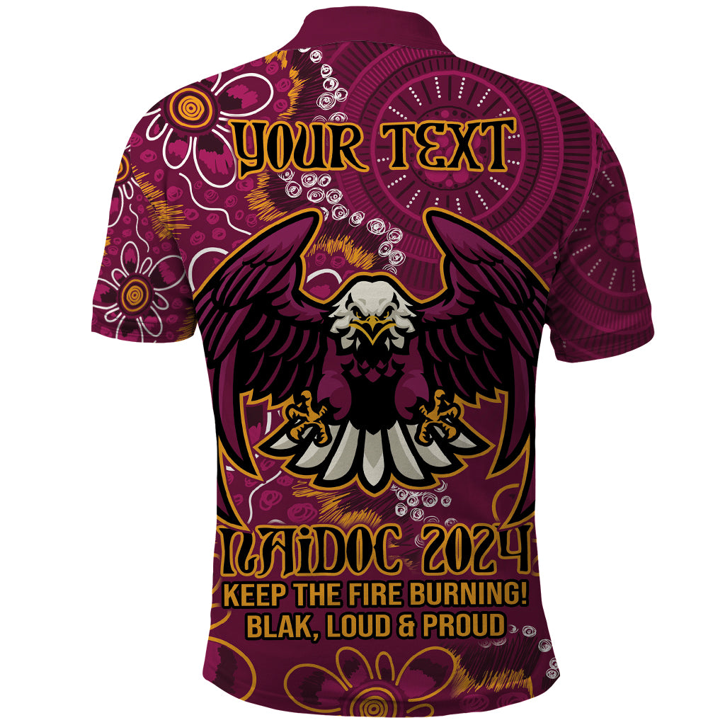 Personalised Sea Eagles NAIDOC Week 2024 Polo Shirt Aboriginal Fire Burning Sparks LT9 - Vibe Hoodie Shop
