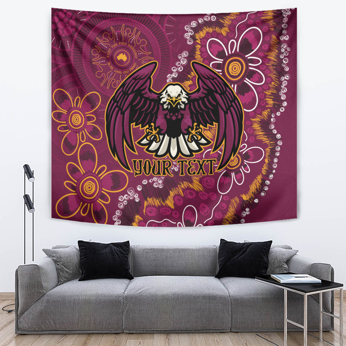 Personalised Sea Eagles NAIDOC Week 2024 Tapestry Aboriginal Fire Burning Sparks - Vibe Hoodie Shop