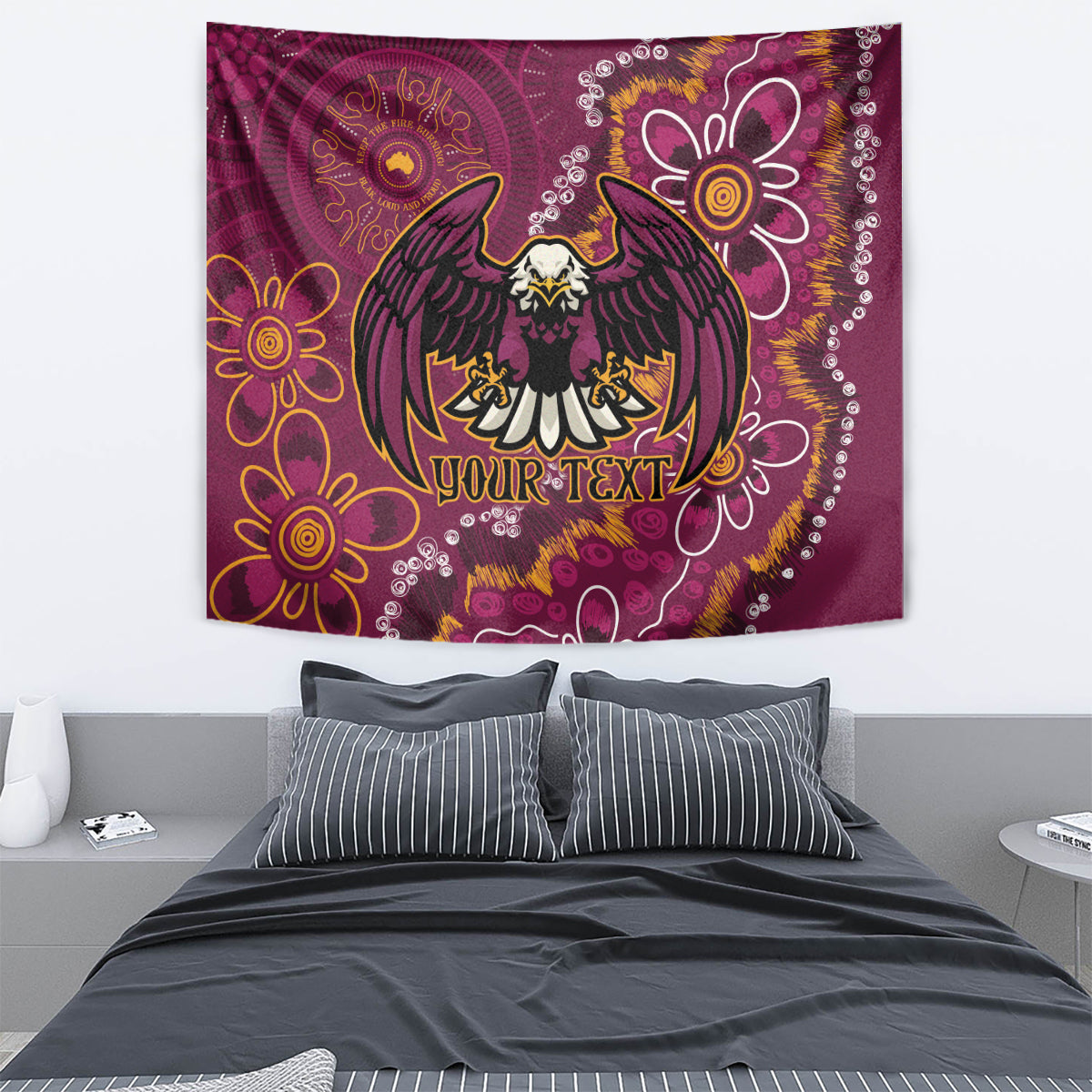 Personalised Sea Eagles NAIDOC Week 2024 Tapestry Aboriginal Fire Burning Sparks - Vibe Hoodie Shop