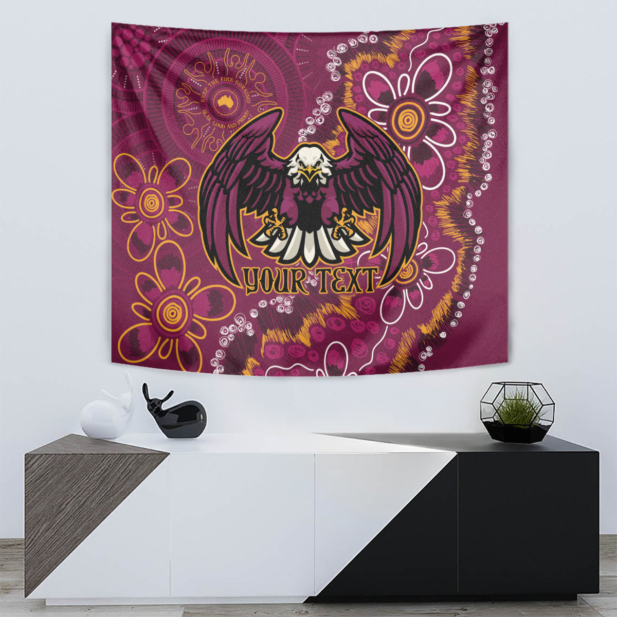 Personalised Sea Eagles NAIDOC Week 2024 Tapestry Aboriginal Fire Burning Sparks - Vibe Hoodie Shop