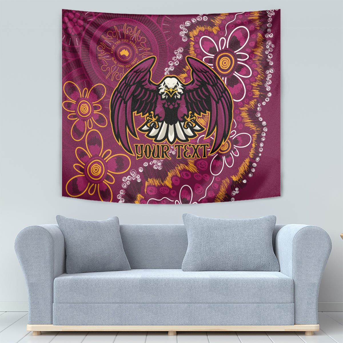 Personalised Sea Eagles NAIDOC Week 2024 Tapestry Aboriginal Fire Burning Sparks - Vibe Hoodie Shop