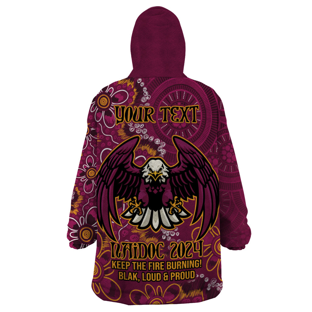 Personalised Sea Eagles NAIDOC Week 2024 Wearable Blanket Hoodie Aboriginal Fire Burning Sparks - Vibe Hoodie Shop