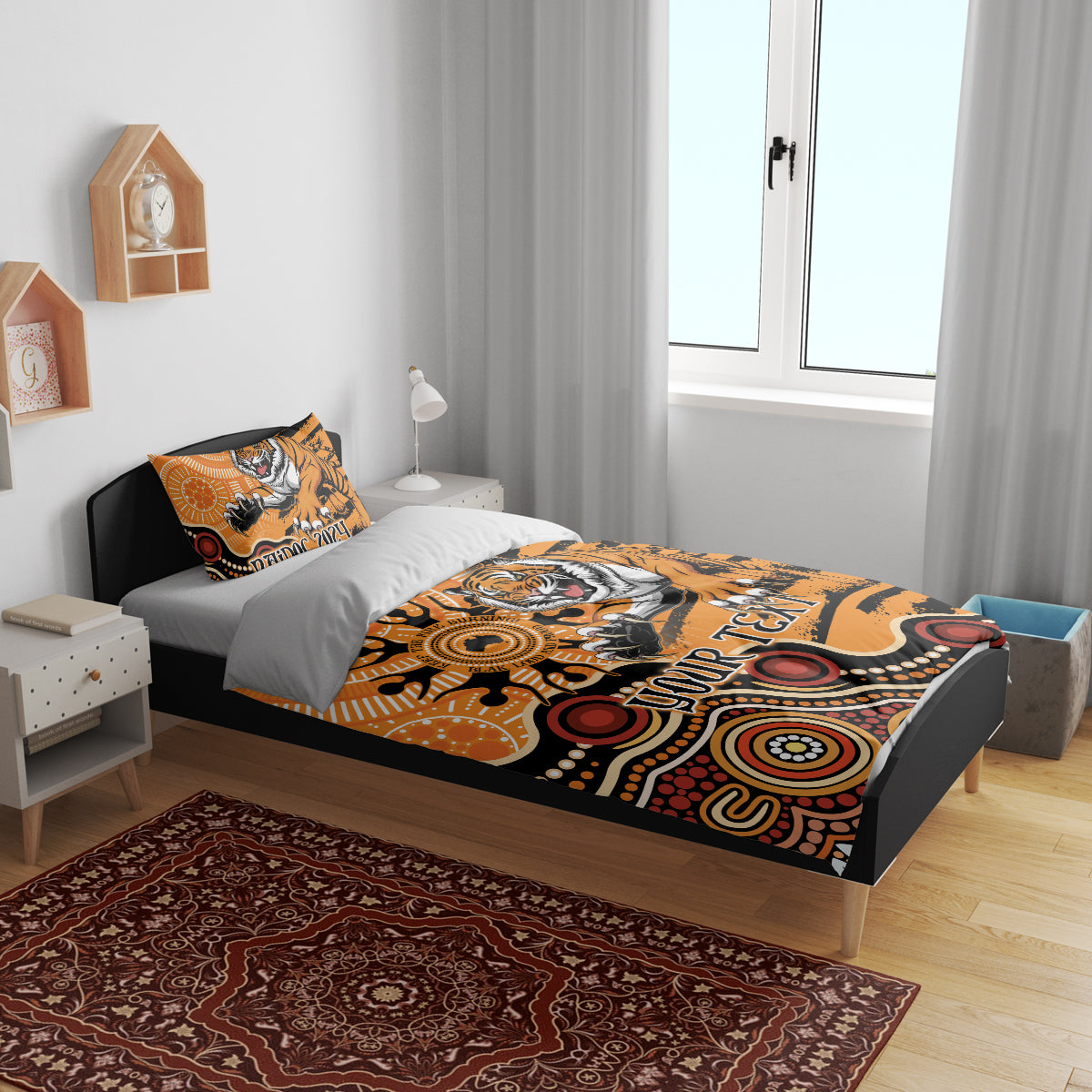 Personalised Wests Tigers NAIDOC Week 2024 Bedding Set Aboriginal Fire Burning Sparks - Vibe Hoodie Shop