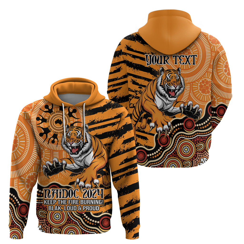 Personalised Wests Tigers NAIDOC Week 2024 Hoodie Aboriginal Fire Burning Sparks LT9 - Vibe Hoodie Shop