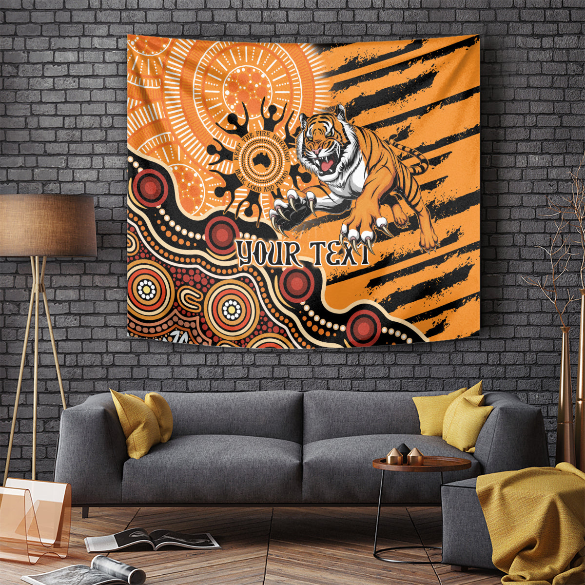 Personalised Wests Tigers NAIDOC Week 2024 Tapestry Aboriginal Fire Burning Sparks - Vibe Hoodie Shop