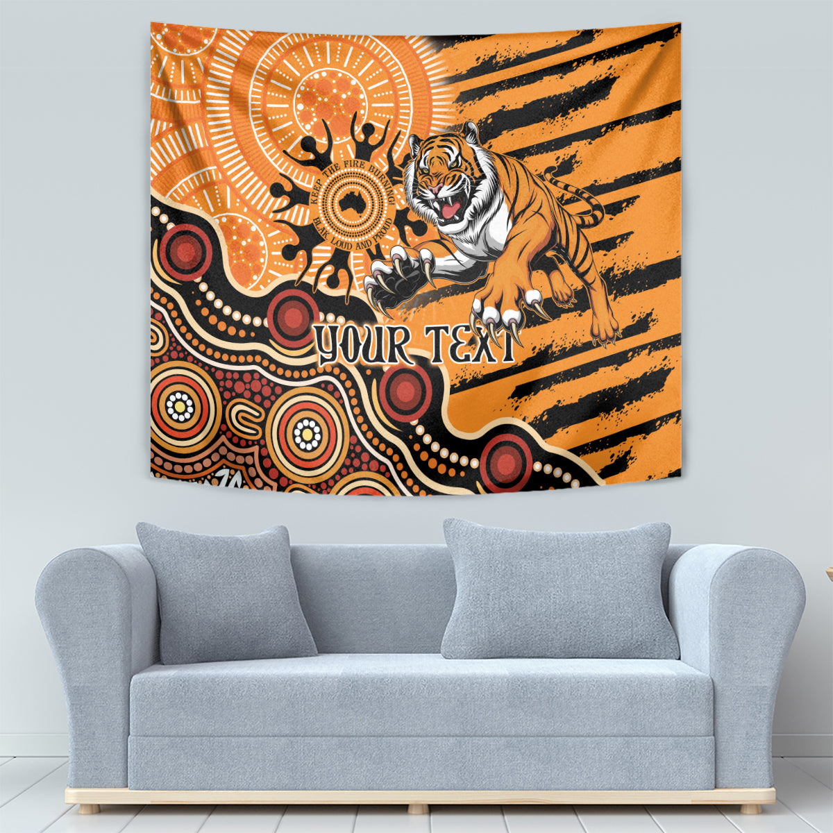 Personalised Wests Tigers NAIDOC Week 2024 Tapestry Aboriginal Fire Burning Sparks - Vibe Hoodie Shop