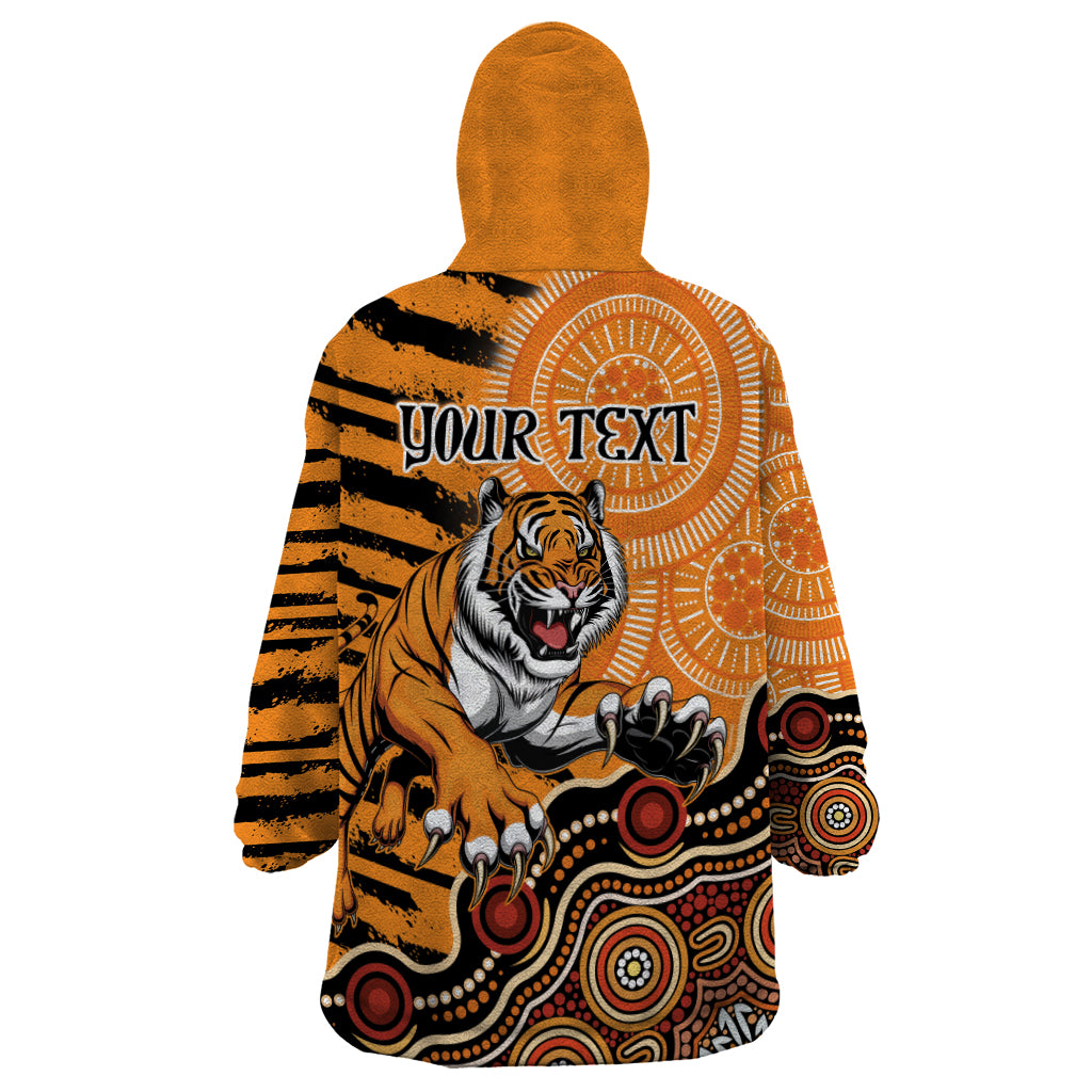 Personalised Wests Tigers NAIDOC Week 2024 Wearable Blanket Hoodie Aboriginal Fire Burning Sparks - Vibe Hoodie Shop