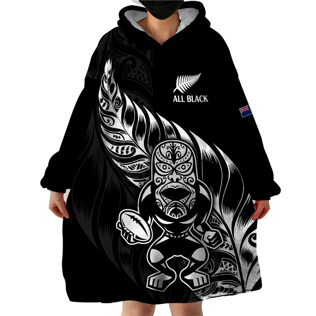 New Zealand All Black Rugby Wearable Blanket Hoodie - Vibe Hoodie Shop