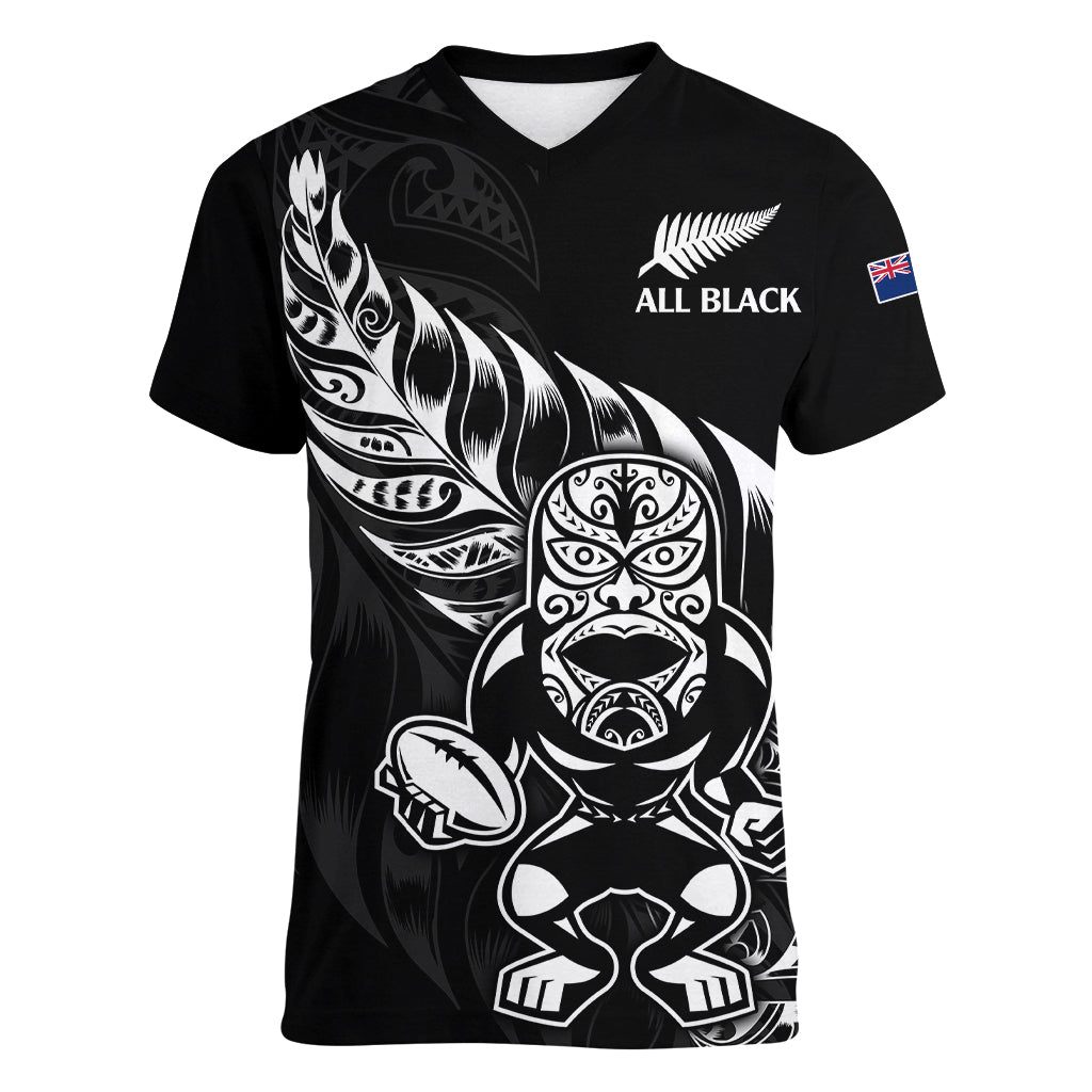 New Zealand All Black Rugby Women V Neck T Shirt - Vibe Hoodie Shop