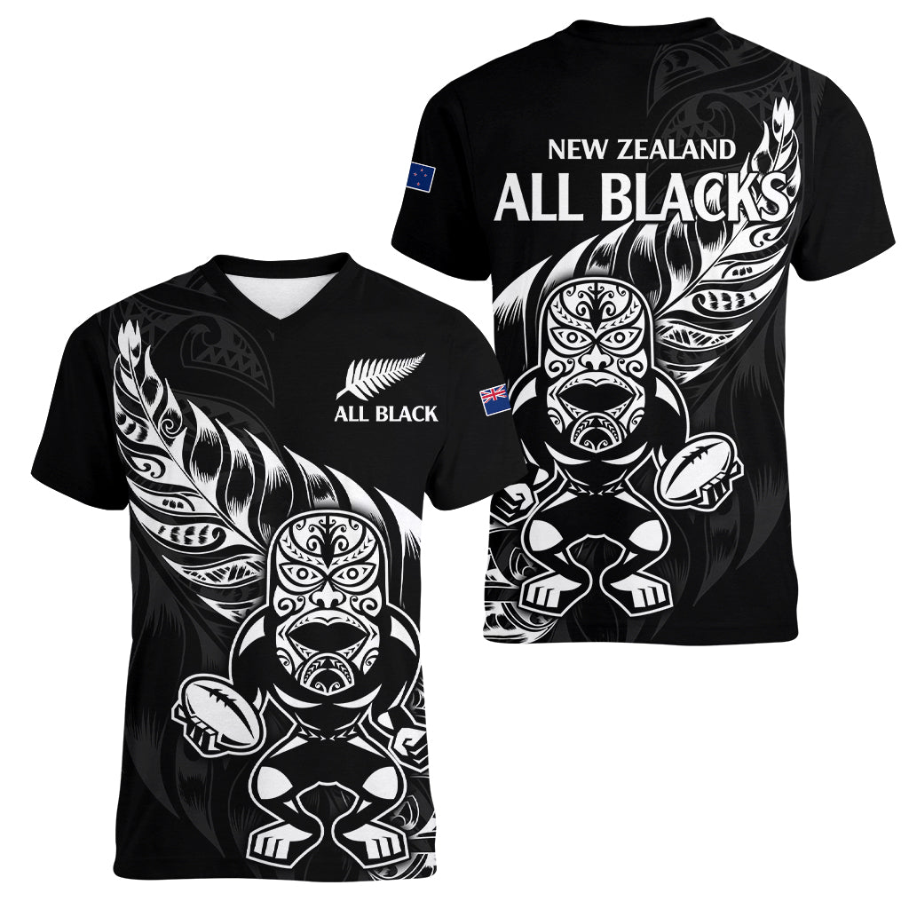 New Zealand All Black Rugby Women V Neck T Shirt - Vibe Hoodie Shop