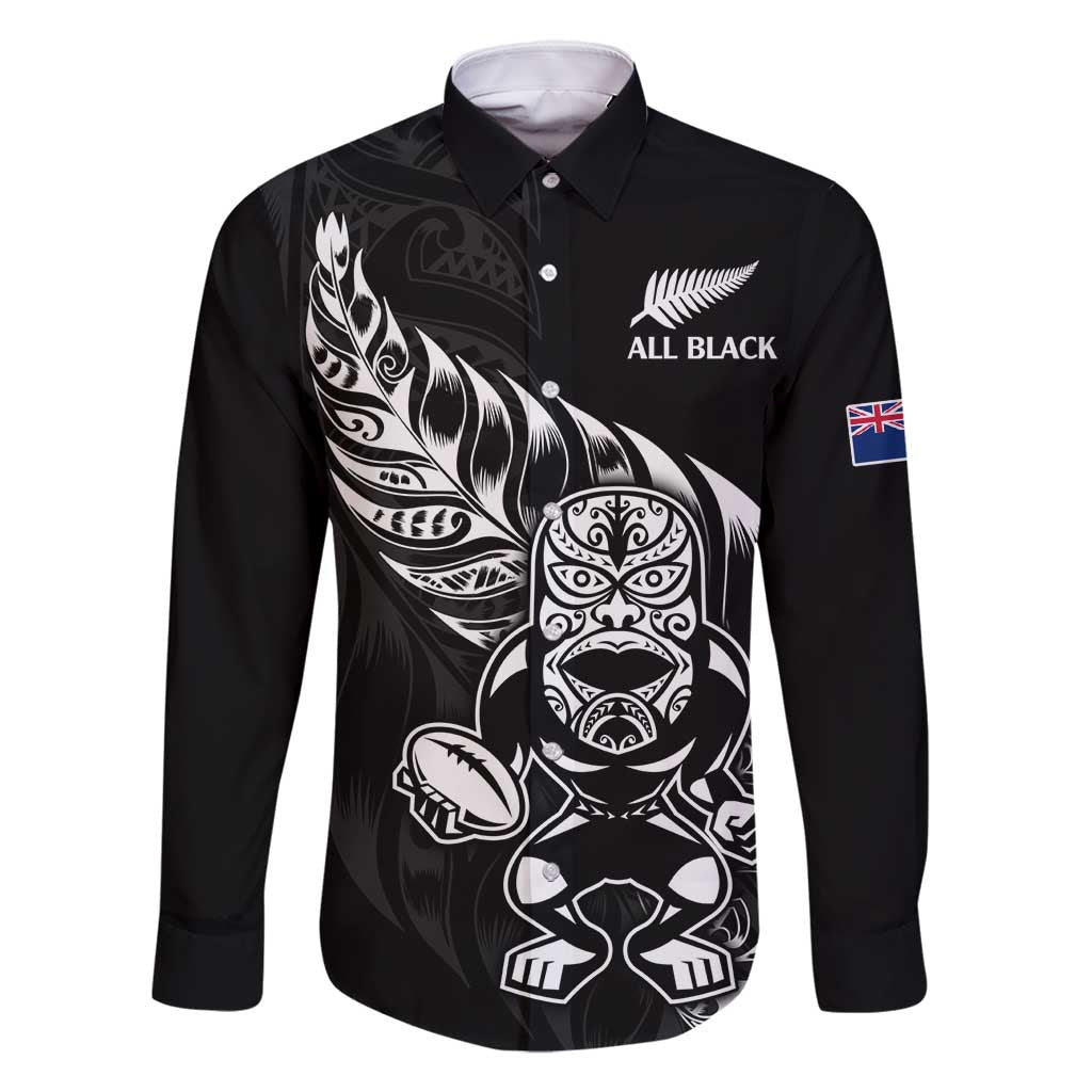 New Zealand Rugby Custom Family Matching Off Shoulder Short Dress and Hawaiian Shirt Opango All Black Fern