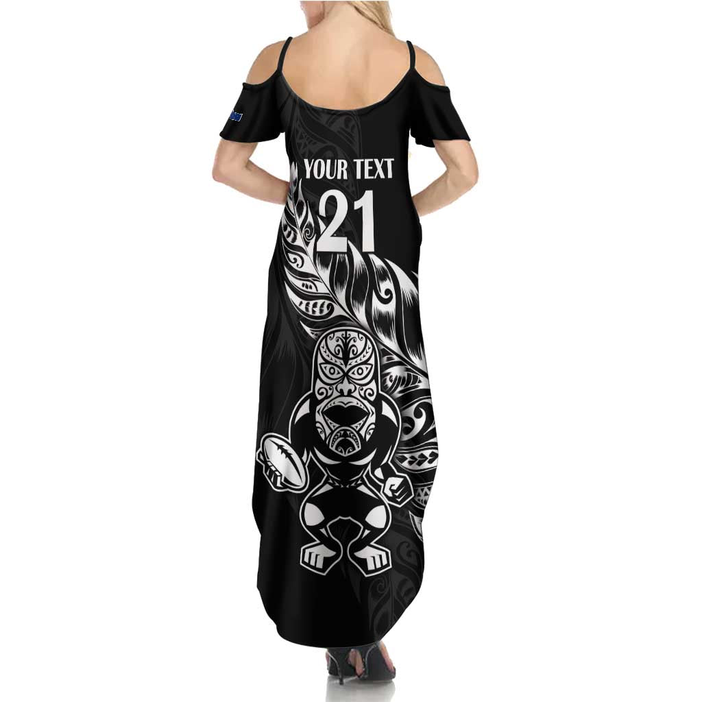 New Zealand Rugby Custom Family Matching Summer Maxi Dress and Hawaiian Shirt Opango All Black Fern