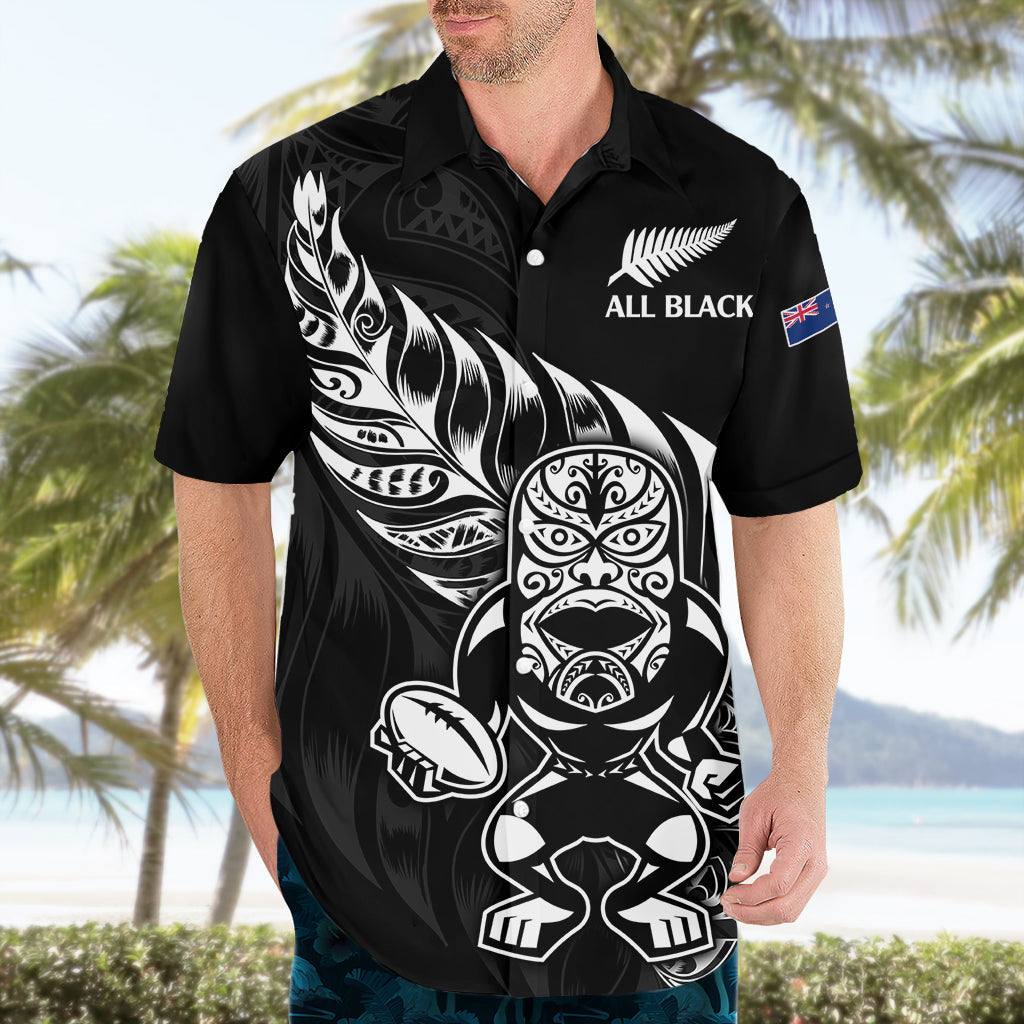 (Custom Text And Number) New Zealand All Black Rugby Hawaiian Shirt - Vibe Hoodie Shop