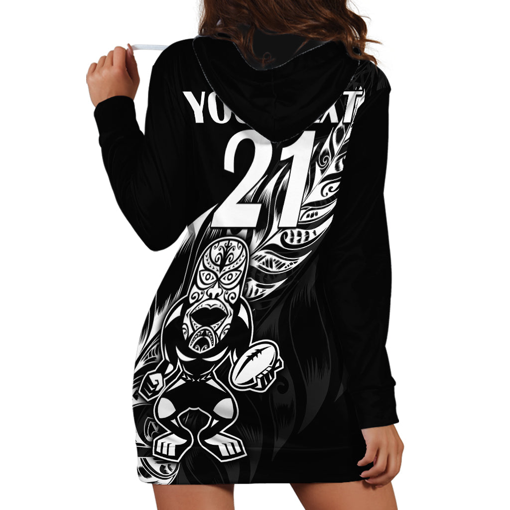 (Custom Text And Number) New Zealand All Black Rugby Hoodie Dress - Vibe Hoodie Shop