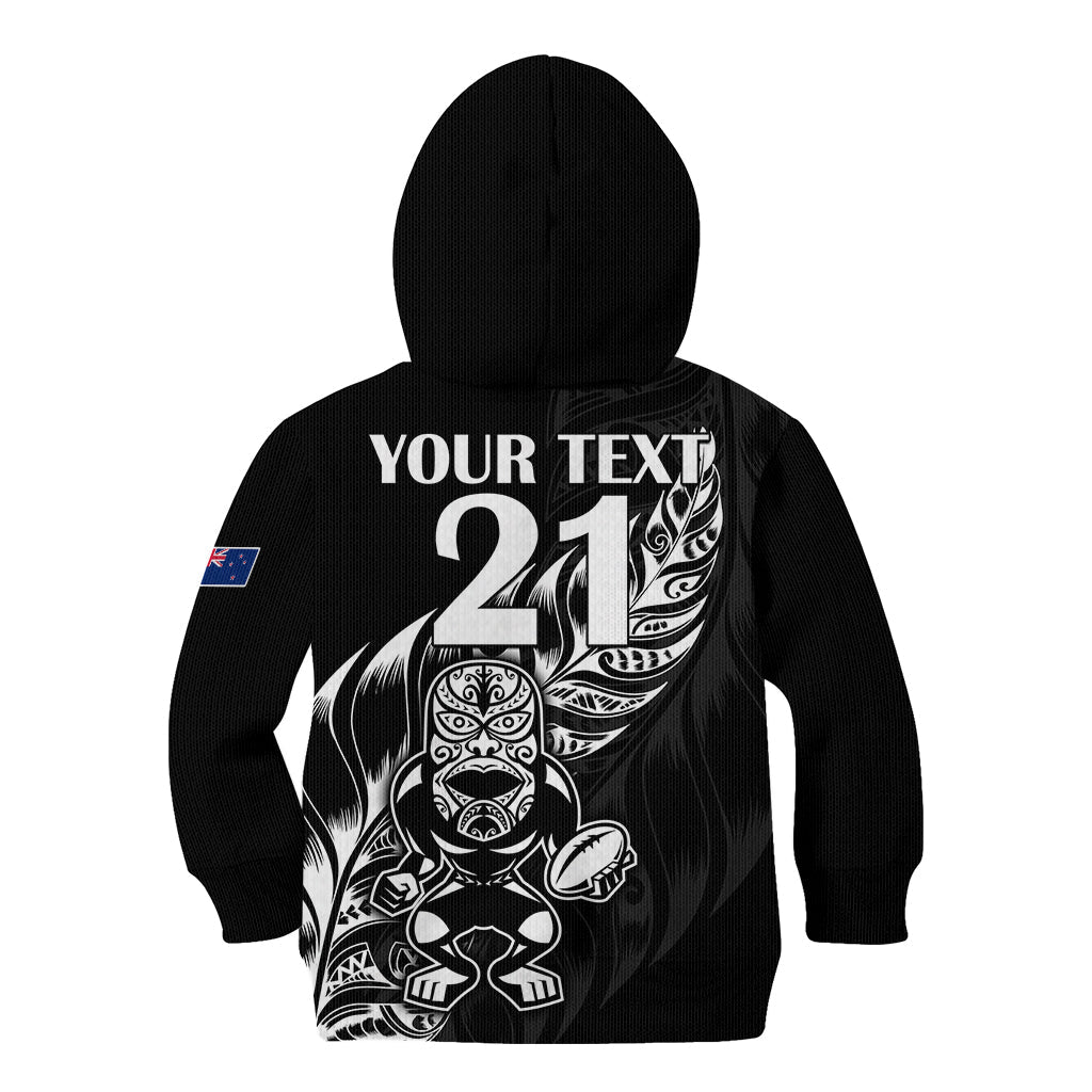 (Custom Text And Number) New Zealand All Black Rugby Kid Hoodie - Vibe Hoodie Shop