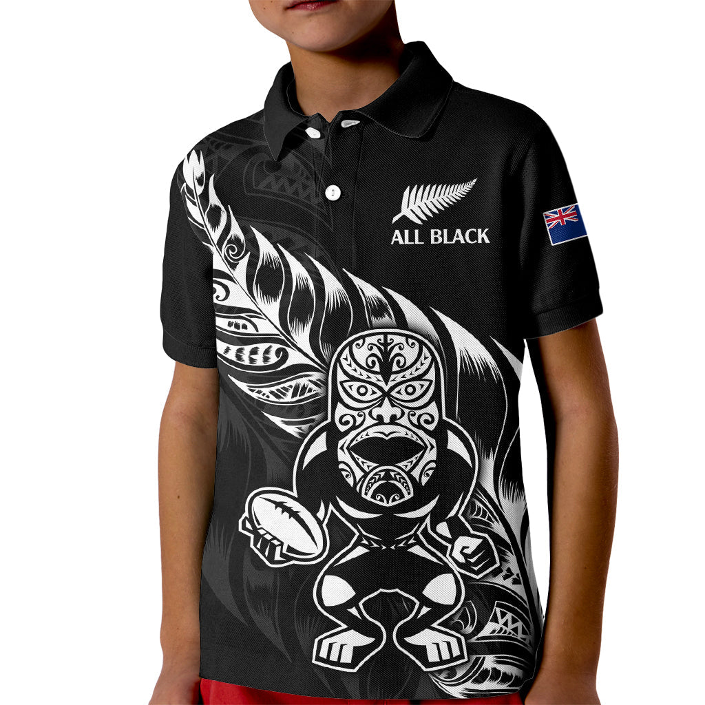 (Custom Text And Number) New Zealand All Black Rugby Kid Polo Shirt - Vibe Hoodie Shop