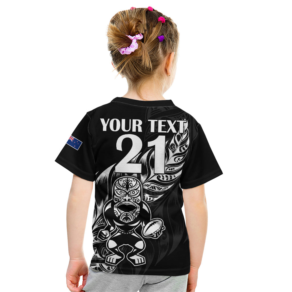 (Custom Text And Number) New Zealand All Black Rugby Kid T Shirt - Vibe Hoodie Shop