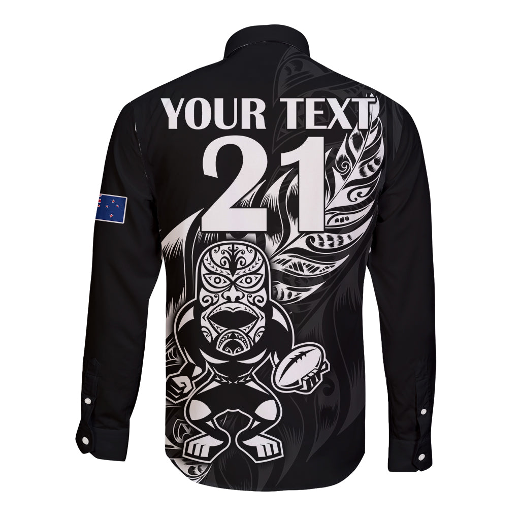 (Custom Text And Number) New Zealand All Black Rugby Long Sleeve Button Shirt - Vibe Hoodie Shop